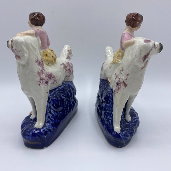 c1900 Antique Pair of Staffordshire Royal Children on Spaniels - Picture 2 of 15